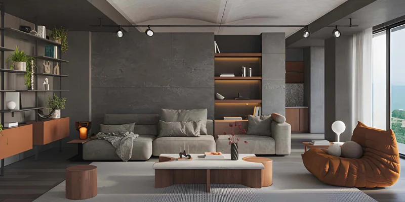 Wicker chair on blue rug